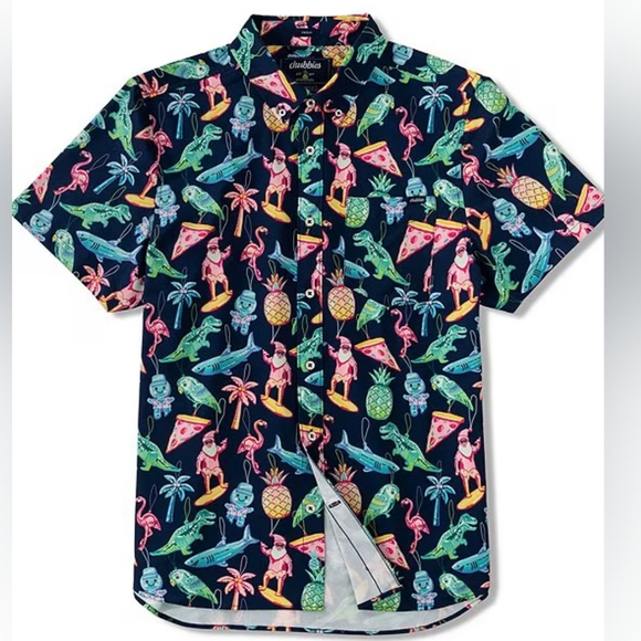 Chubbies Short Sleeve Holidoozy Printed Performance Stretch Sport Shirt NWT - Picture 1 of 13